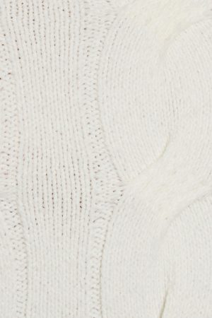 Cropped Cable Crewneck Sweater