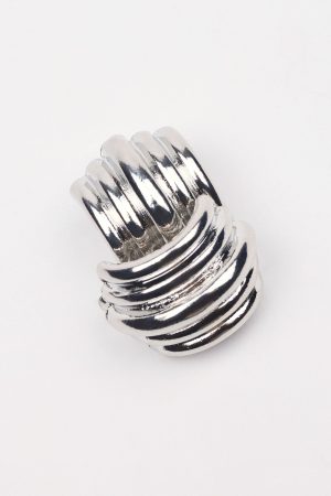 Lined Curve Button Earrings