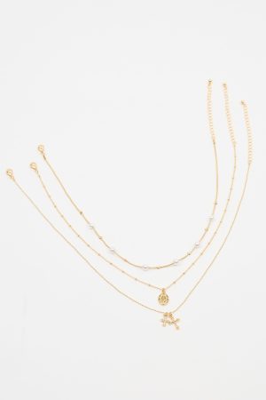 Set of 3 Pearl, Cross, and Pendant Necklaces