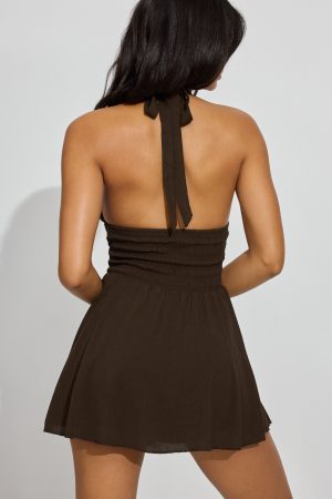 Ayla Halter Smocked Romper Dress