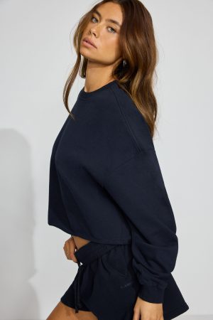 SoftTerry Chopped Crewneck Sweatshirt