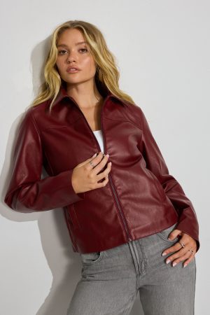 Faux Leather Worker Jacket