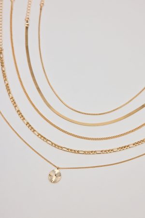 Set of 5 Clean Diamond Cut Oval Necklaces