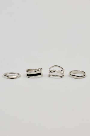 Set of 4 Wavy Minimal Rings