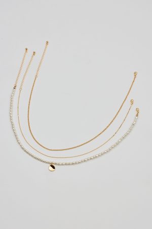 Set of 3 Pearl and Chain Necklaces