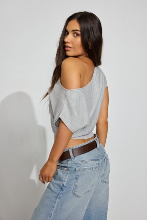 Asymmetric Cinched Waist Sweater