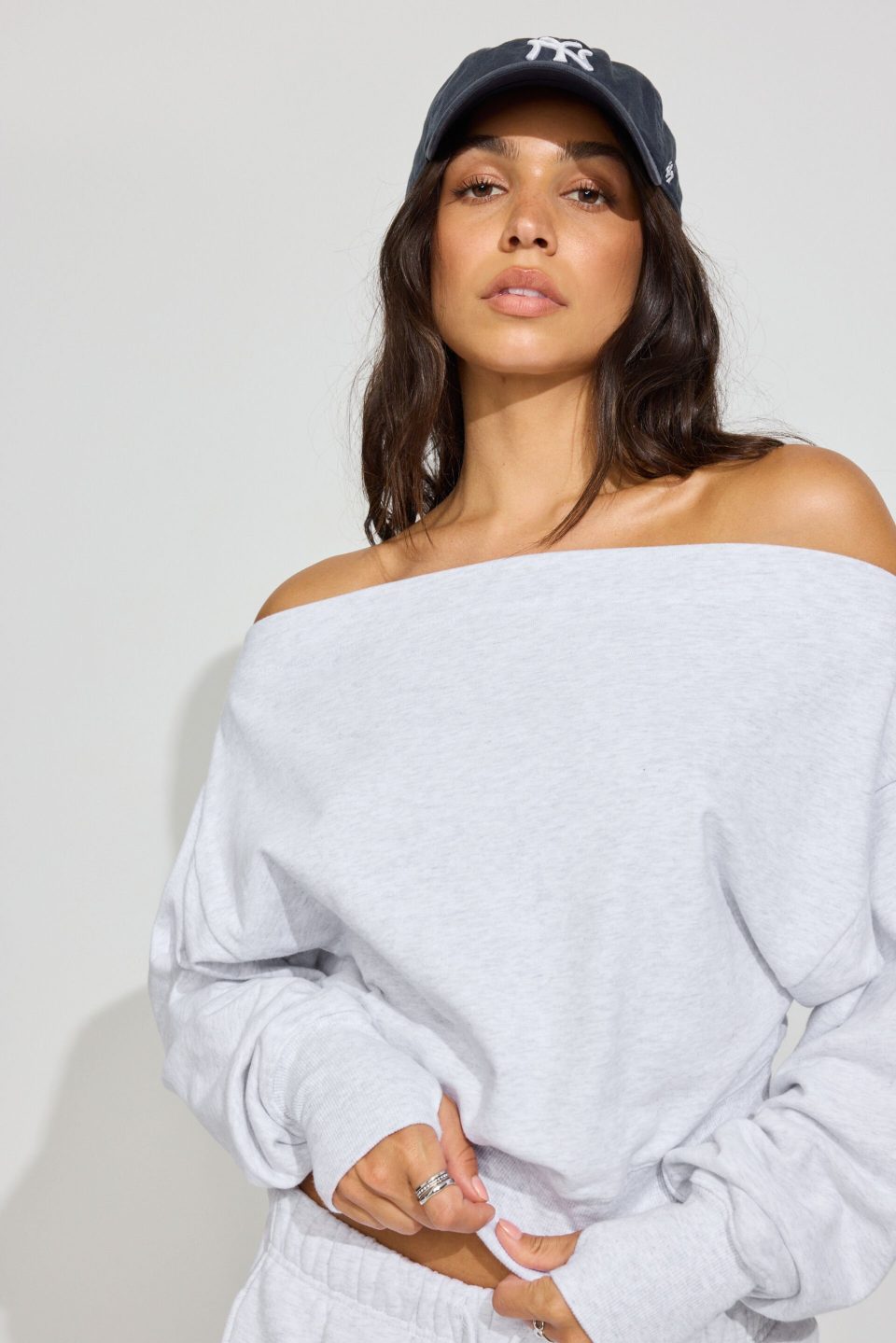 SoftTerry Rib Off Shoulder Sweater