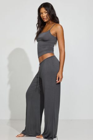 Sheer Ribbed Slouchy Pants