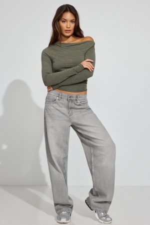 SexyCozy Asymmetric Long Sleeve Top