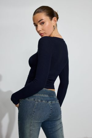 Serene Deep V-Neck Long Sleeve Top